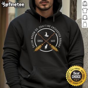 Alt Text: Cozy hoodie featuring Good Salem Broom Company design, perfect for witch fans and Halloween enthusiasts.