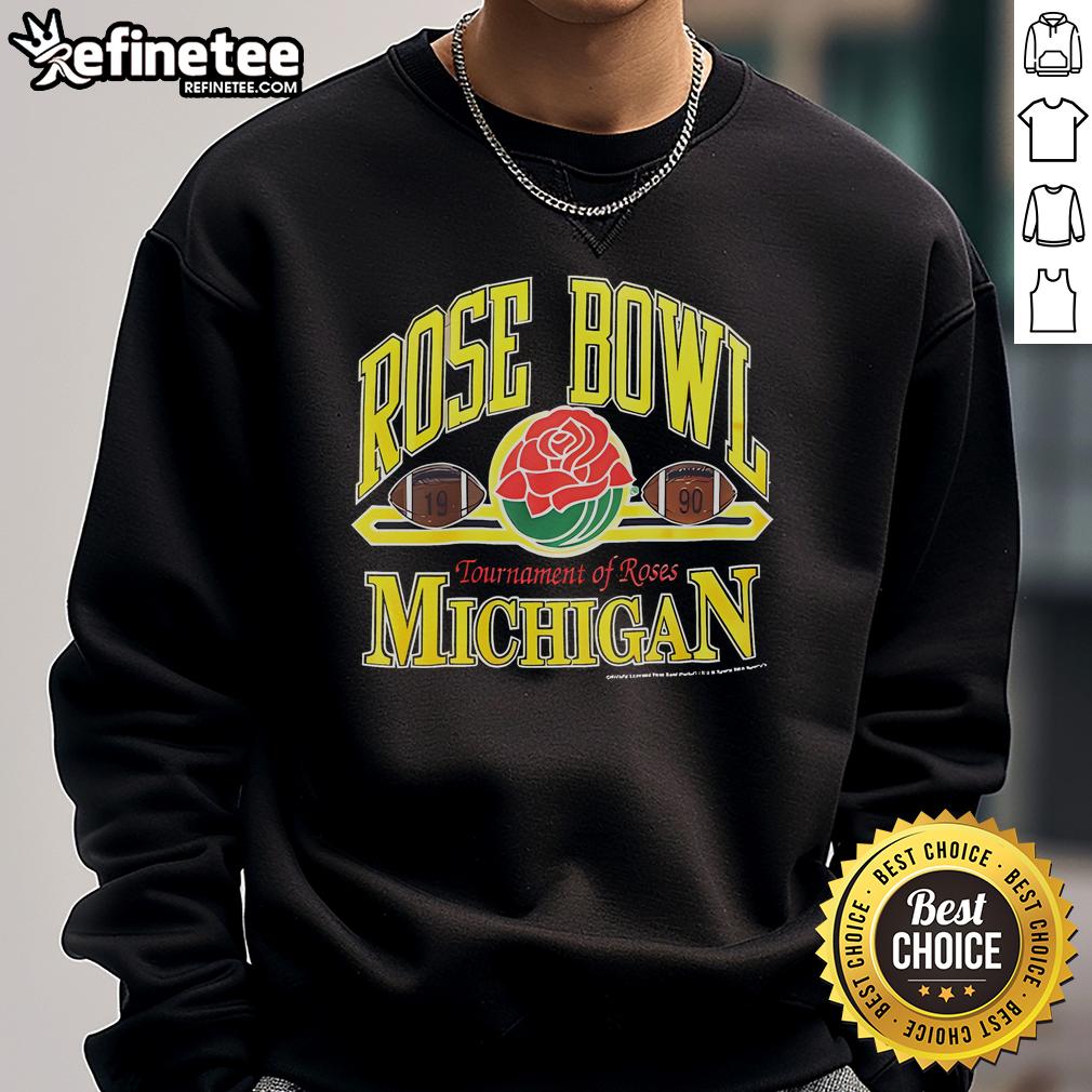 Vintage University of Michigan 1990 Rose Bowl sweatshirt featuring arch football design, perfect for fans and collectors.