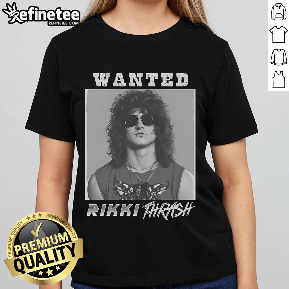 Hot Wanted Rikki Thrash Ladies Tee featuring bold graphic design, perfect for stylish casual wear.