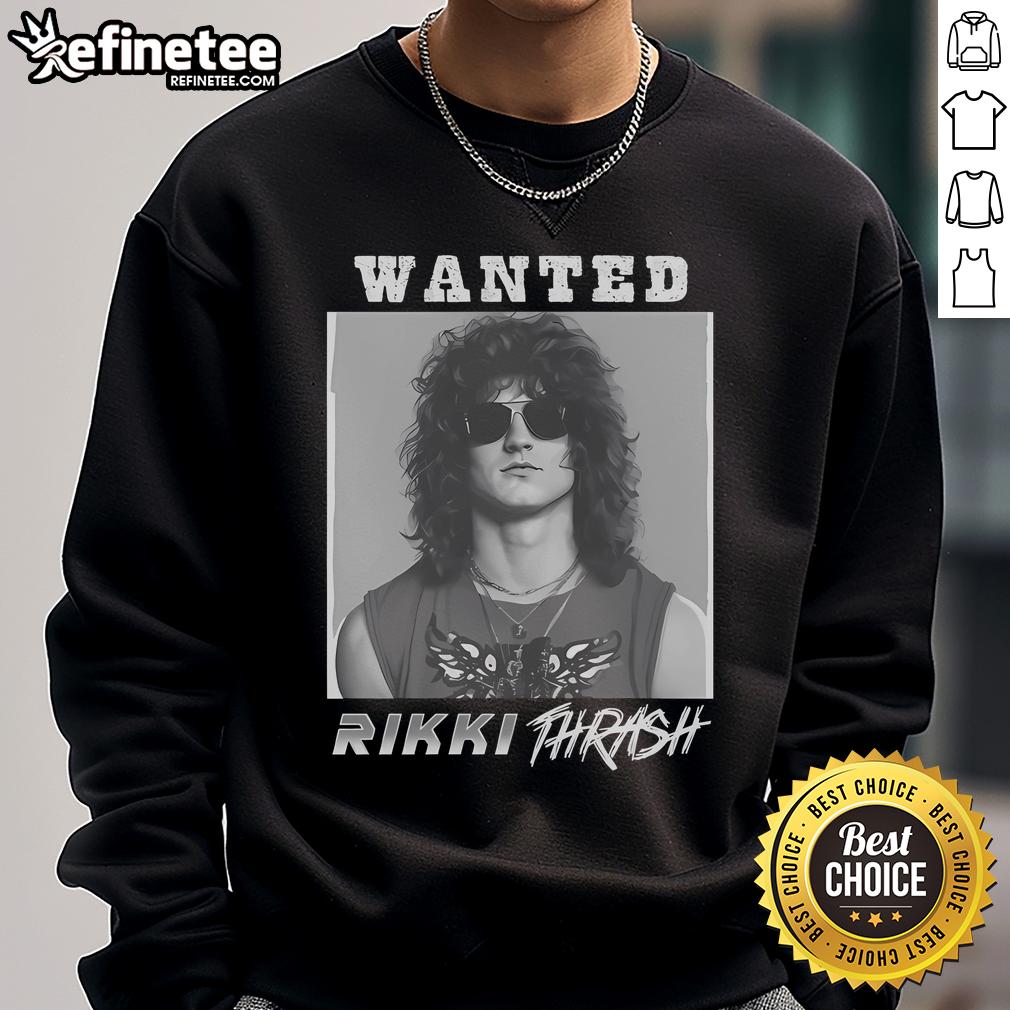 Stylish Hot Wanted Rikki Thrash sweatshirt featuring vibrant graphics, perfect for trendy streetwear enthusiasts.