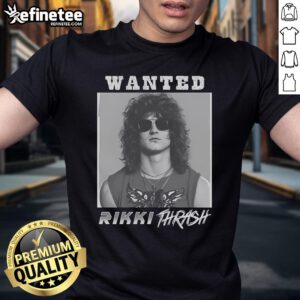Hot Wanted Rikki Thrash T-Shirt featuring bold graphic design and vibrant colors for a trendy streetwear look.