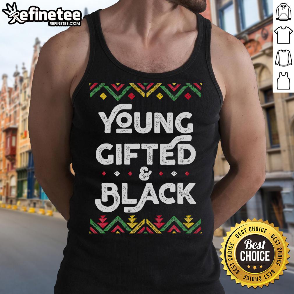 Hot Young Gifted And Black African Black History Month tank top featuring vibrant design celebrating Black heritage.