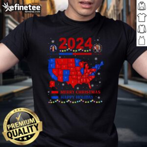 Nice 2024 Electoral Map Christmas T-Shirt featuring Trump landslide design, perfect for holiday celebrations and political events.