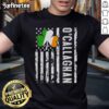 Alt Text: Nice Callaghan Last Name Irish Pride Flag USA St. Patrick's Day T-Shirt showcasing vibrant green colors and festive design.