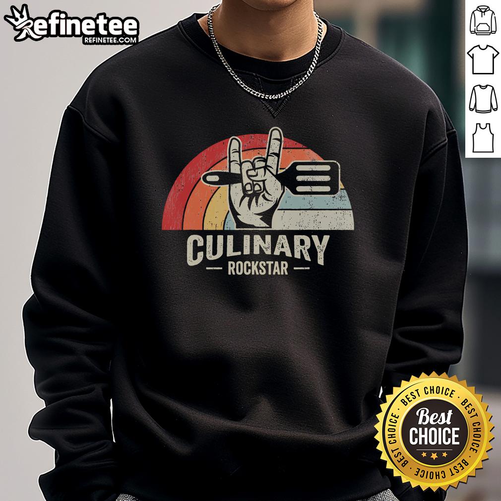 Nice Culinary Rockstar Retro Spatula Groove Sweatshirt featuring a vibrant design perfect for cooking enthusiasts.