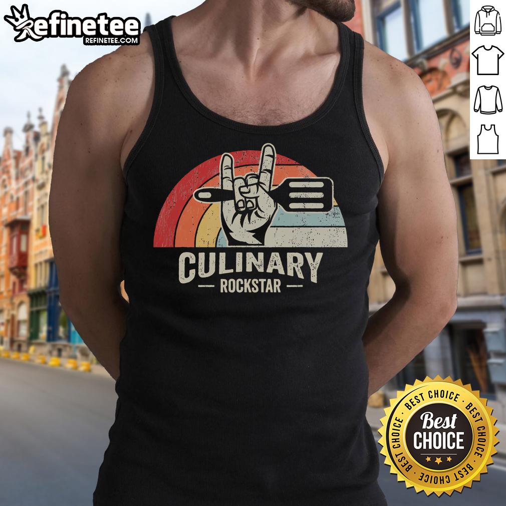 Nice Culinary Rockstar Retro Spatula Groove Tank Top featuring a fun spatula graphic, perfect for cooking enthusiasts.