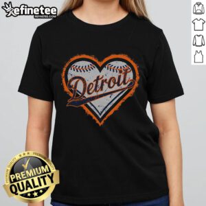 Nice Detroit Heart Ladies Tee featuring a stylish heart design, perfect for showing love for Detroit in casual fashion.