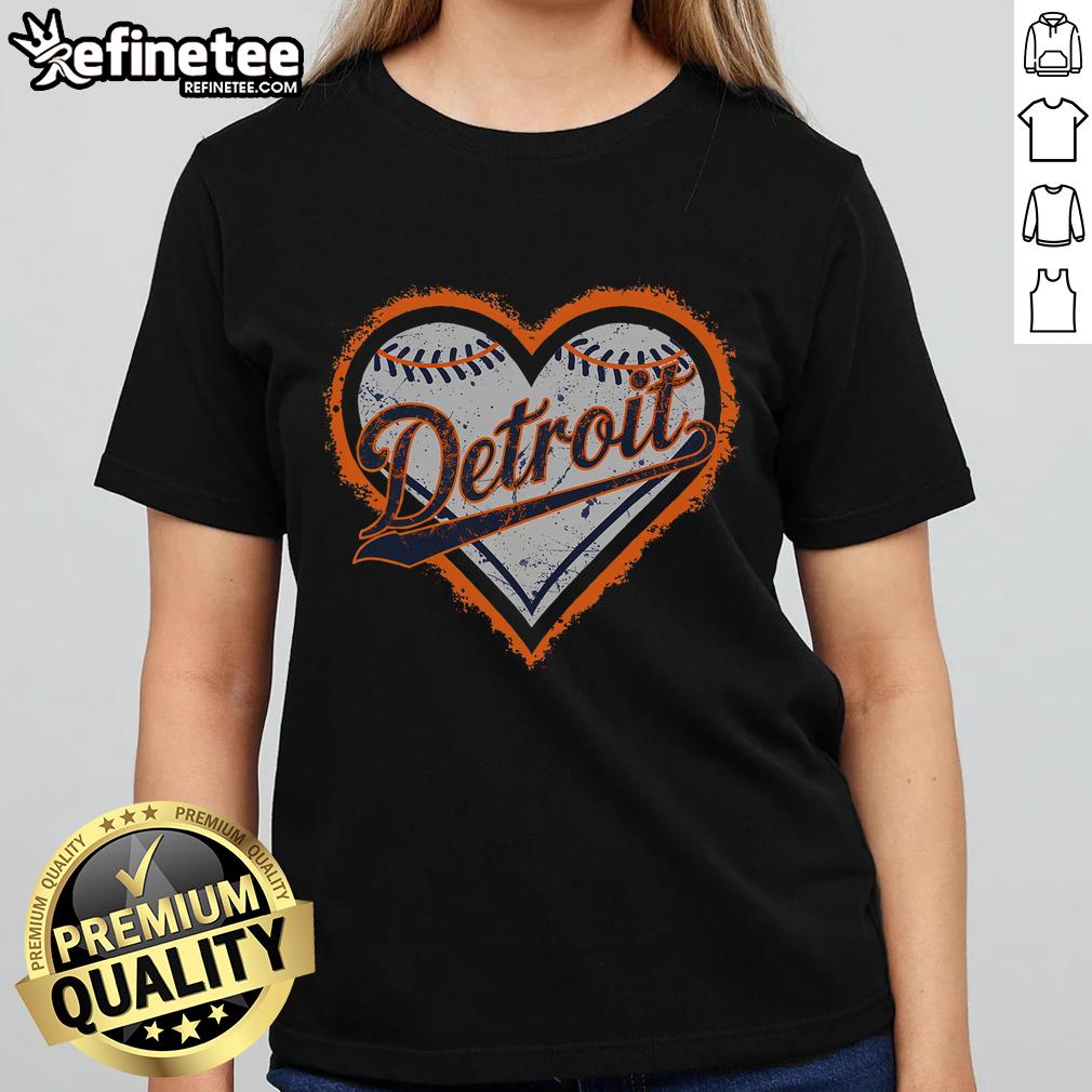 Nice Detroit Heart Ladies Tee featuring a stylish heart design, perfect for showing love for Detroit in casual fashion.