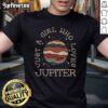 Alt Text: Cute 'Just A Girl Who Loves Jupiter' astronomy t-shirt featuring a vibrant design of the planet Jupiter.