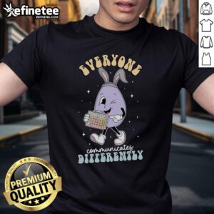 Nice Speech Therapy Easter Day T-Shirt showcasing diverse communication styles with colorful graphics and playful design.