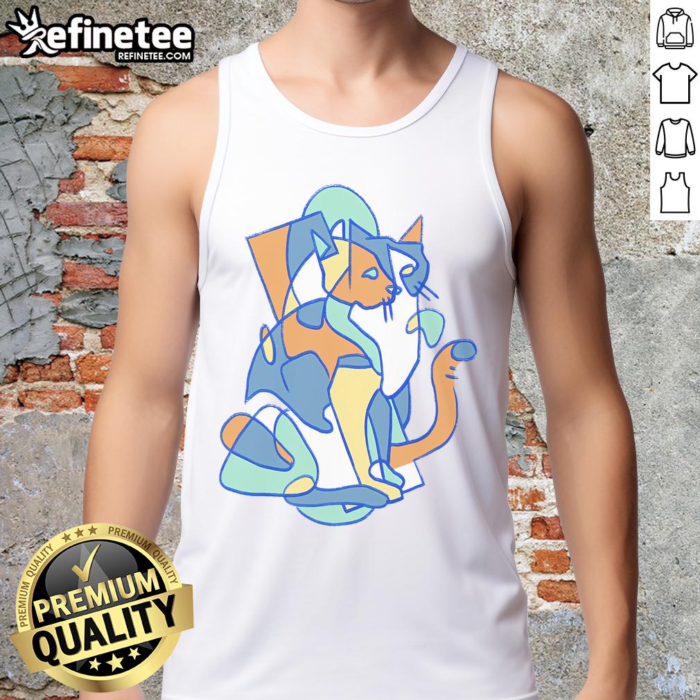 Cubist Cat Tank Top by Nate Christenson - Stylish, colorful design perfect for summer fashion.