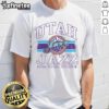 Nice Utah Jazz striped logo lockup slub T-shirt featuring vibrant team colors and a stylish design for fans.
