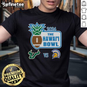 2024 Hawaii Bowl T-Shirt featuring South Florida Bulls vs San Jose Spartans design, perfect for game day supporters.