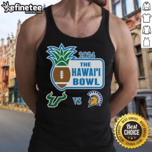 Official 2024 Hawaii Bowl tank top featuring South Florida Bulls vs San Jose Spartans design, perfect for game day.
