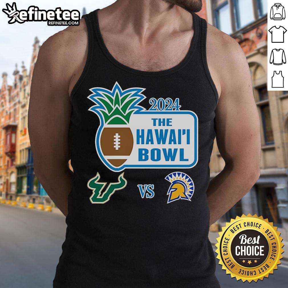 Official 2024 Hawaii Bowl tank top featuring South Florida Bulls vs San Jose Spartans design, perfect for game day.