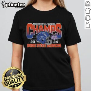 Official 84 Royal Boise State Broncos 2024 Mountain West Football Conference Champions locker room ladies tee.