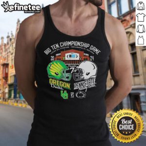 Official Big Ten Football Championship tank top featuring Oregon Ducks and Penn State Nittany Lions helmet designs.