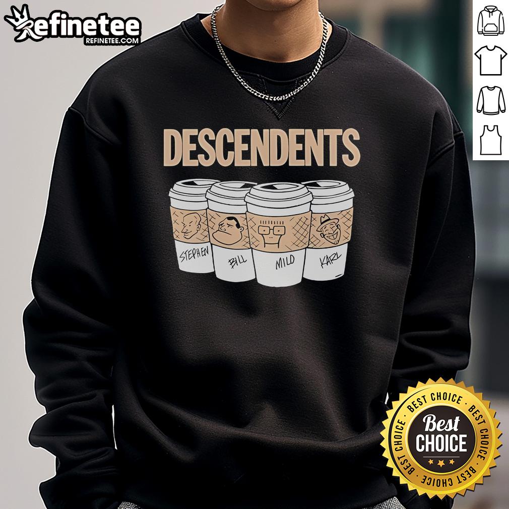 Official Descendents Stephen Bill Mild Karl sweatshirt featuring 4 mugs design, perfect for fans in 2024.