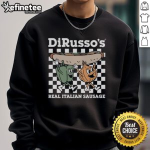 Official Dirussos Pepper Onion Sausage Sandwich sweatshirt featuring vibrant design and cozy fit for casual wear.