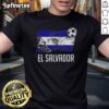 Official El Salvador flag jersey for the Salvadorean soccer team, featuring vibrant colors and team logo design.