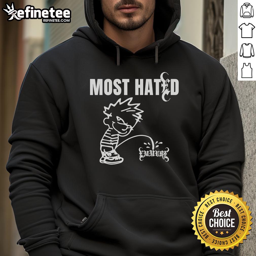 Alt Text: Official Emmure Most Hated Hoodie featuring bold graphics and a stylish design for fans of the metalcore band.