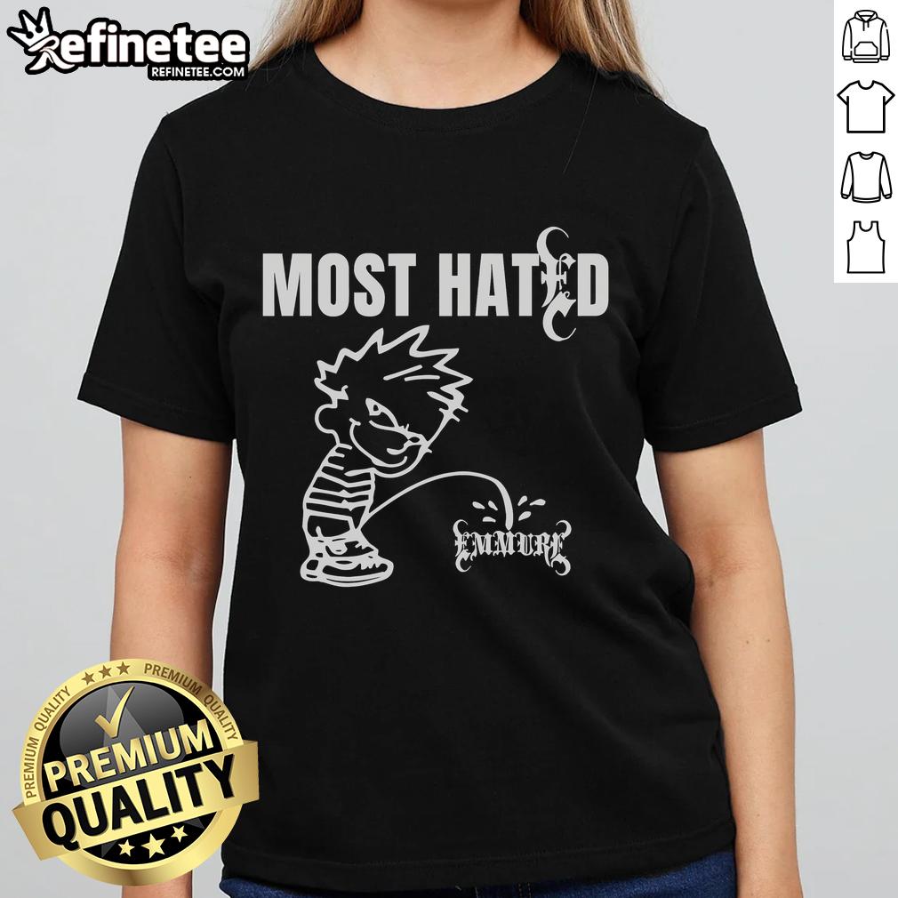 Official Emmure Most Hated Ladies Tee featuring bold graphics and a stylish fit for fans of the heavy metal band Emmure.