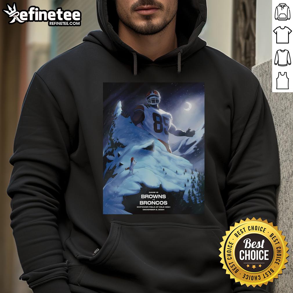 Official Cleveland Browns vs Denver Broncos NFL hoodie poster for Game 12 at Empower Field, December 2, 2024.