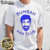 Official Jasprit Bumrah Fan Club T-Shirt featuring vibrant graphics and the player's name, perfect for cricket enthusiasts.