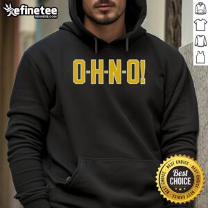 Official Michigan Wolverines O-H-N-O Hoodie in maize and blue, perfect for fans showcasing team spirit.