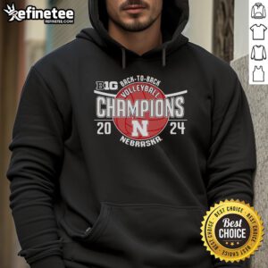 Alt Text: Official Nebraska Huskers Back to Back Big Ten Women's Volleyball Champions Hoodie in red with team logo.