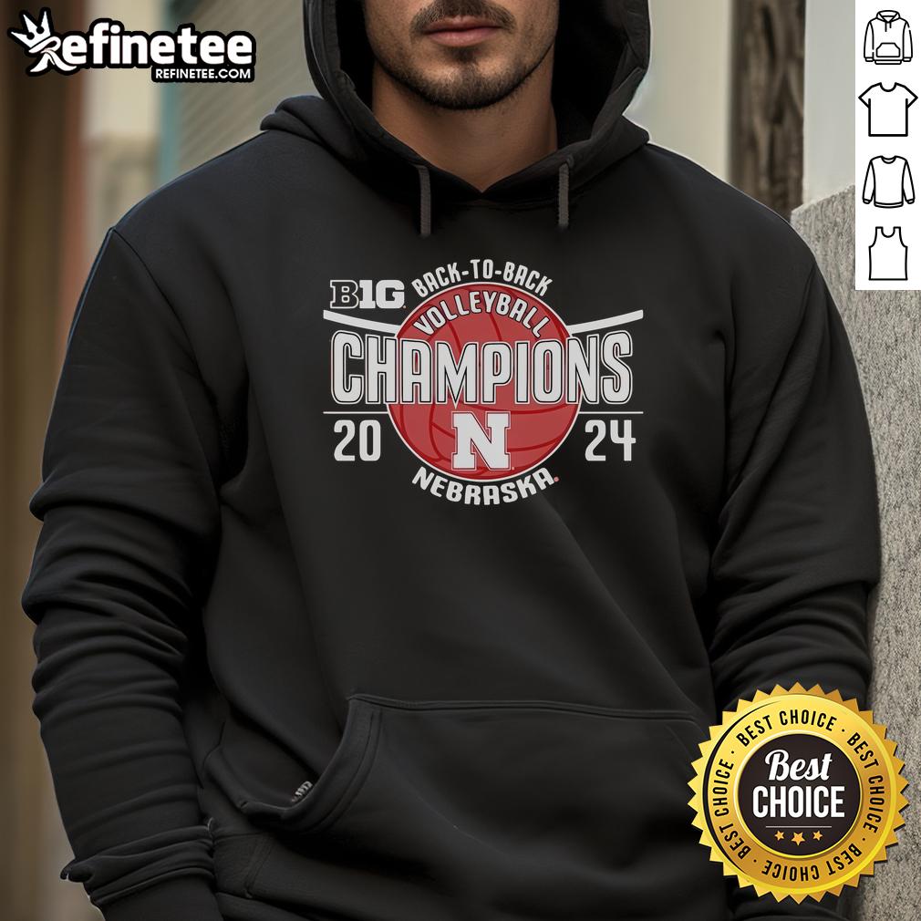 Alt Text: Official Nebraska Huskers Back to Back Big Ten Women's Volleyball Champions Hoodie in red with team logo.