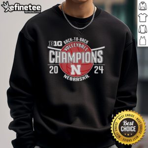 Official Nebraska Huskers back-to-back Big Ten women's volleyball champions sweatshirt, showcasing team pride and spirit.