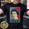 Retro vintage T-shirt featuring Boss Queen Elizabeth design, perfect for fans of royal fashion and vintage style.