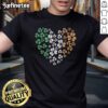 Official Ireland flag heart design with lucky shamrocks for St. Patrick's Day t-shirt, perfect for celebrating Irish culture.