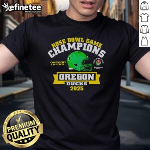 Official Rose Bowl Game Champions Oregon Ducks 2025 T-Shirt featuring team logo and championship graphics.