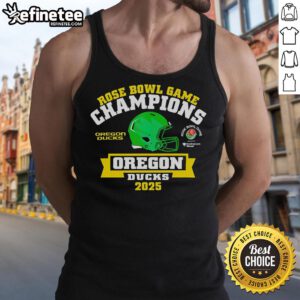 Official Rose Bowl Game Champions Oregon Ducks 2025 tank top featuring team colors and logo for fans and supporters.