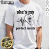 Alt Text: Cute couple wearing 'Pretty She Is My Perfect Match' mouse matching T-shirts, showcasing love and style.