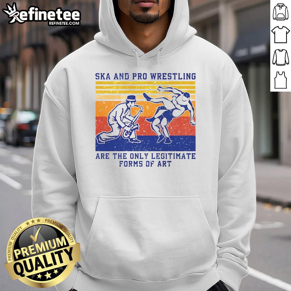Vintage Wrestle Hoodie featuring awesome ska and pro wrestling art, celebrating the fusion of two unique cultures.