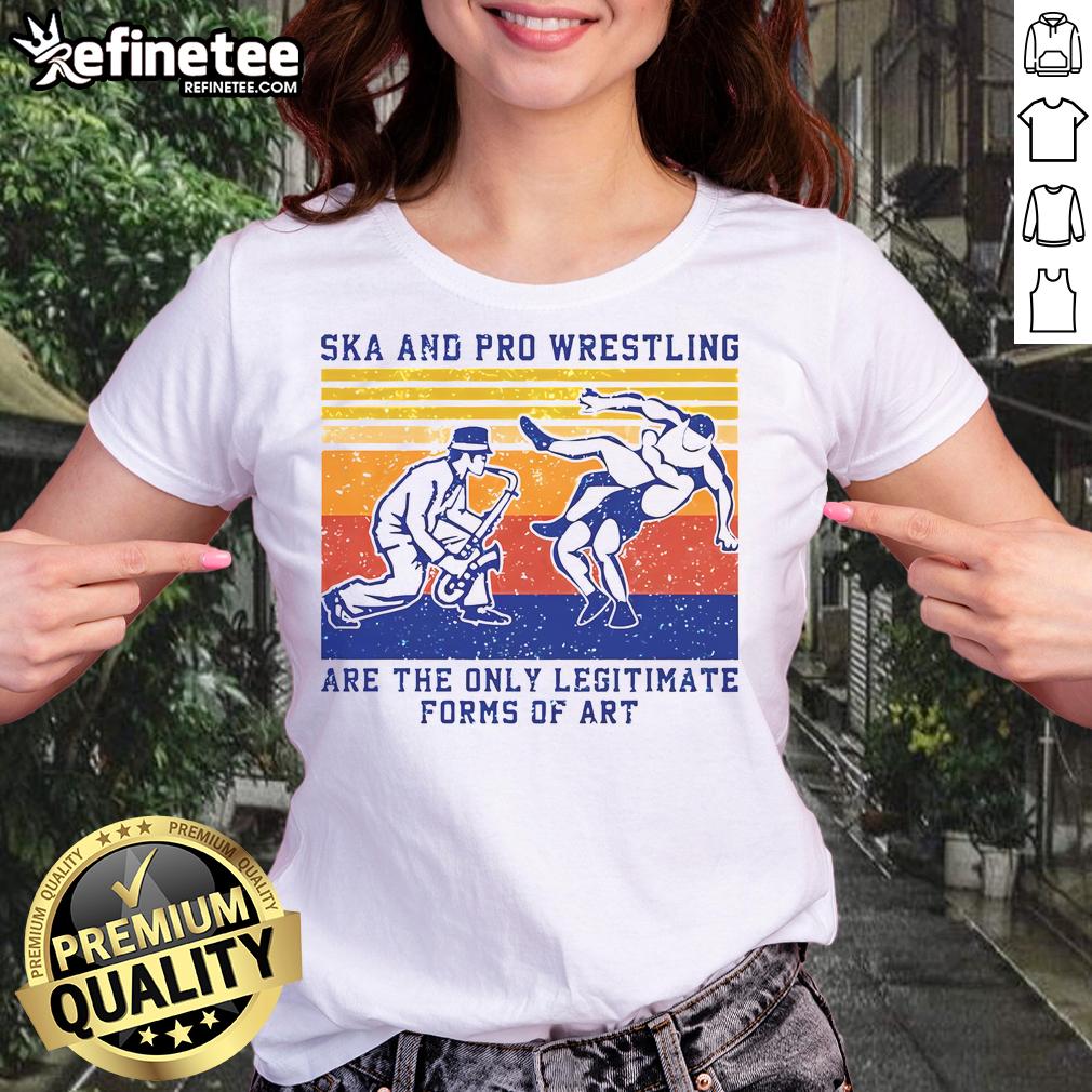 Vintage tee featuring awesome ska and pro wrestling art with ladies, perfect for fans of both cultures.