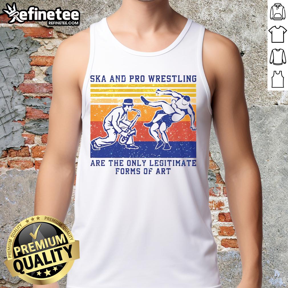 Vintage Wrestle tank top featuring awesome ska and pro wrestling art, perfect for fans of both styles.