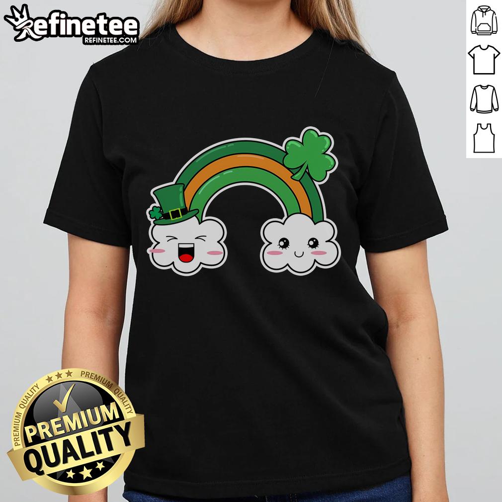 Good St. Patrick's Day Irish Rainbow Ladies Tee featuring a vibrant rainbow design perfect for festive celebrations.