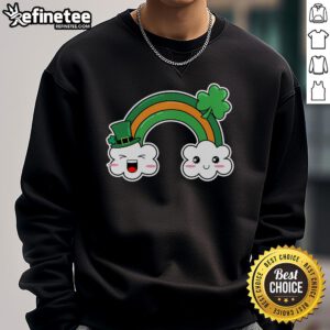 Stylish St. Patrick's Day Irish rainbow sweatshirt featuring vibrant colors and festive design for holiday celebrations.