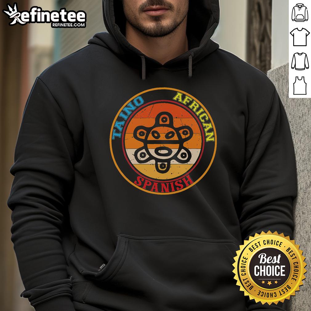 Good Taino African Spanish Puerto Rico Coqu hoodie showcasing vibrant cultural roots and heritage design.