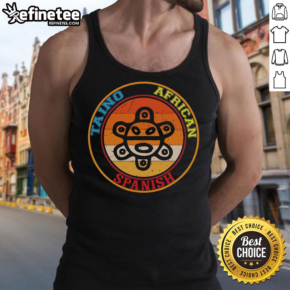 Good Taino African Spanish Puerto Rico Coqui tank top showcasing vibrant design celebrating Puerto Rican roots.