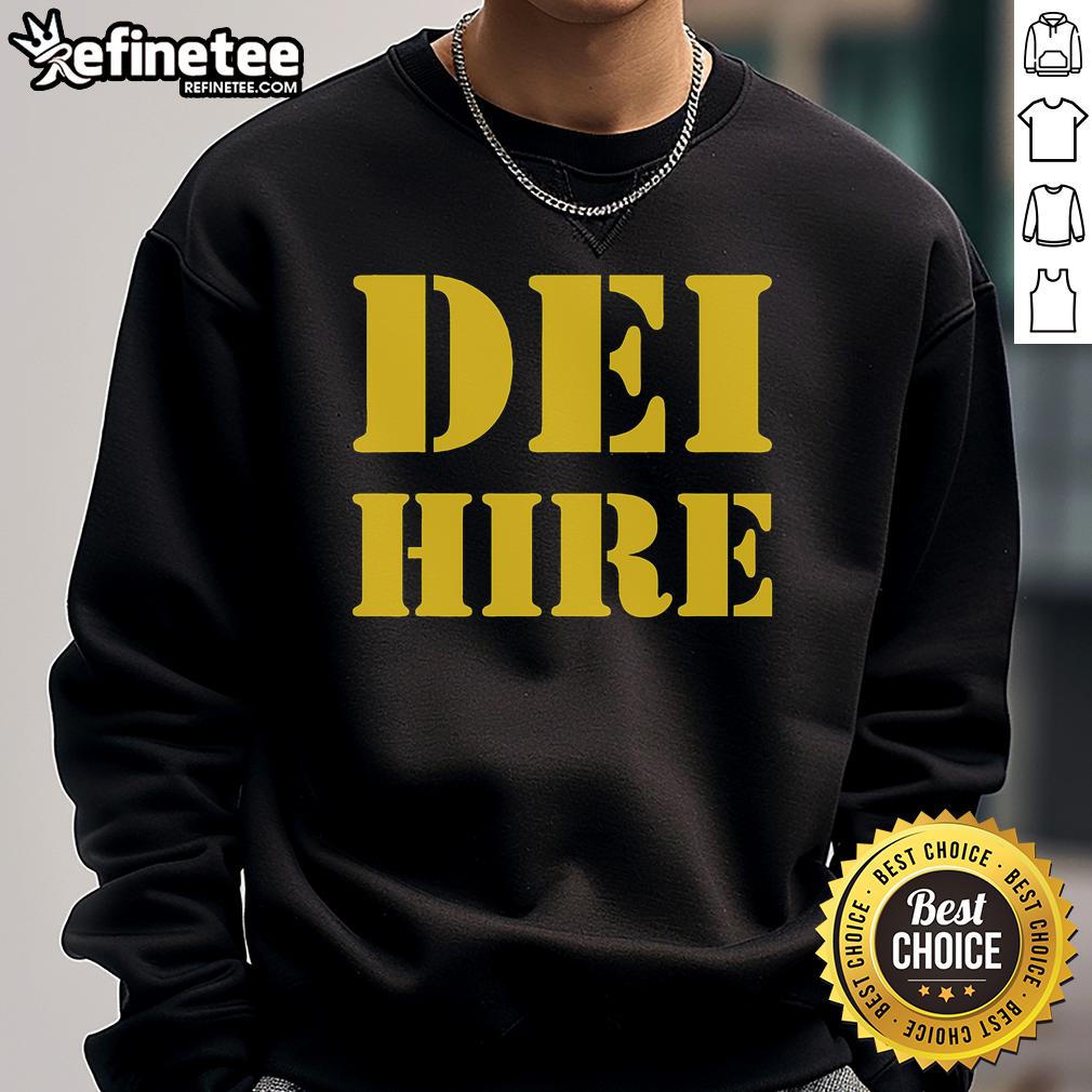 Bold Anti-Trump political sweatshirt featuring 'Hot DEI Hire' text, perfect for expressing social justice views.