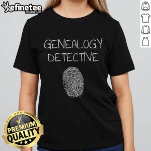 Hot Genealogy Detective Fingerprint Ladies Tee showcasing a stylish design perfect for genealogy enthusiasts and detectives.