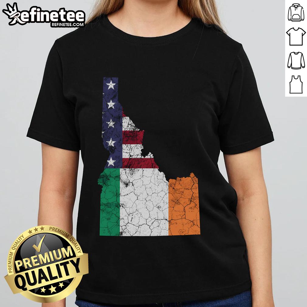 Hot Irish American Flag St. Patrick's Day ladies tee featuring vibrant colors and festive design for holiday celebrations.