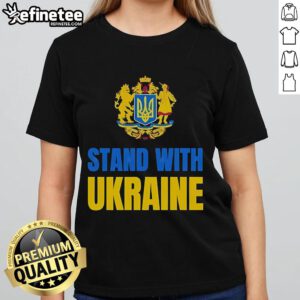 Hot Stand With Ukraine protest t-shirt featuring Trump, showcasing solidarity against Russia in a bold design.