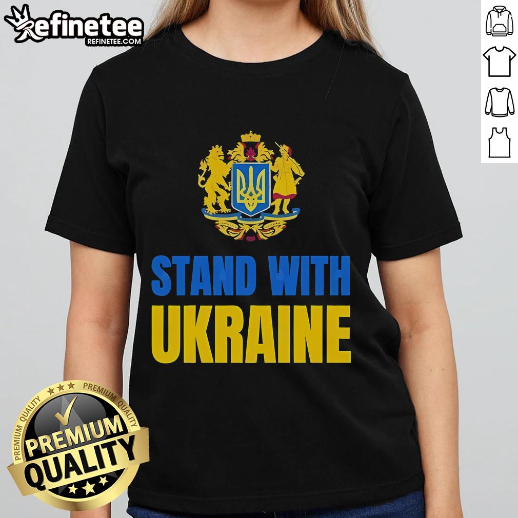 Hot Stand With Ukraine protest t-shirt featuring Trump, showcasing solidarity against Russia in a bold design.