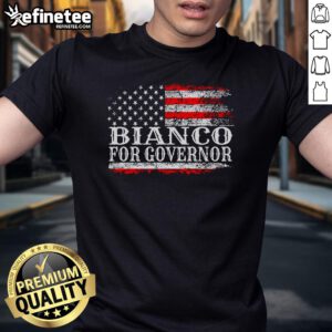 Nice Bianco For Governor T-Shirt featuring bold graphic design and vibrant colors promoting Nice Bianco's campaign.
